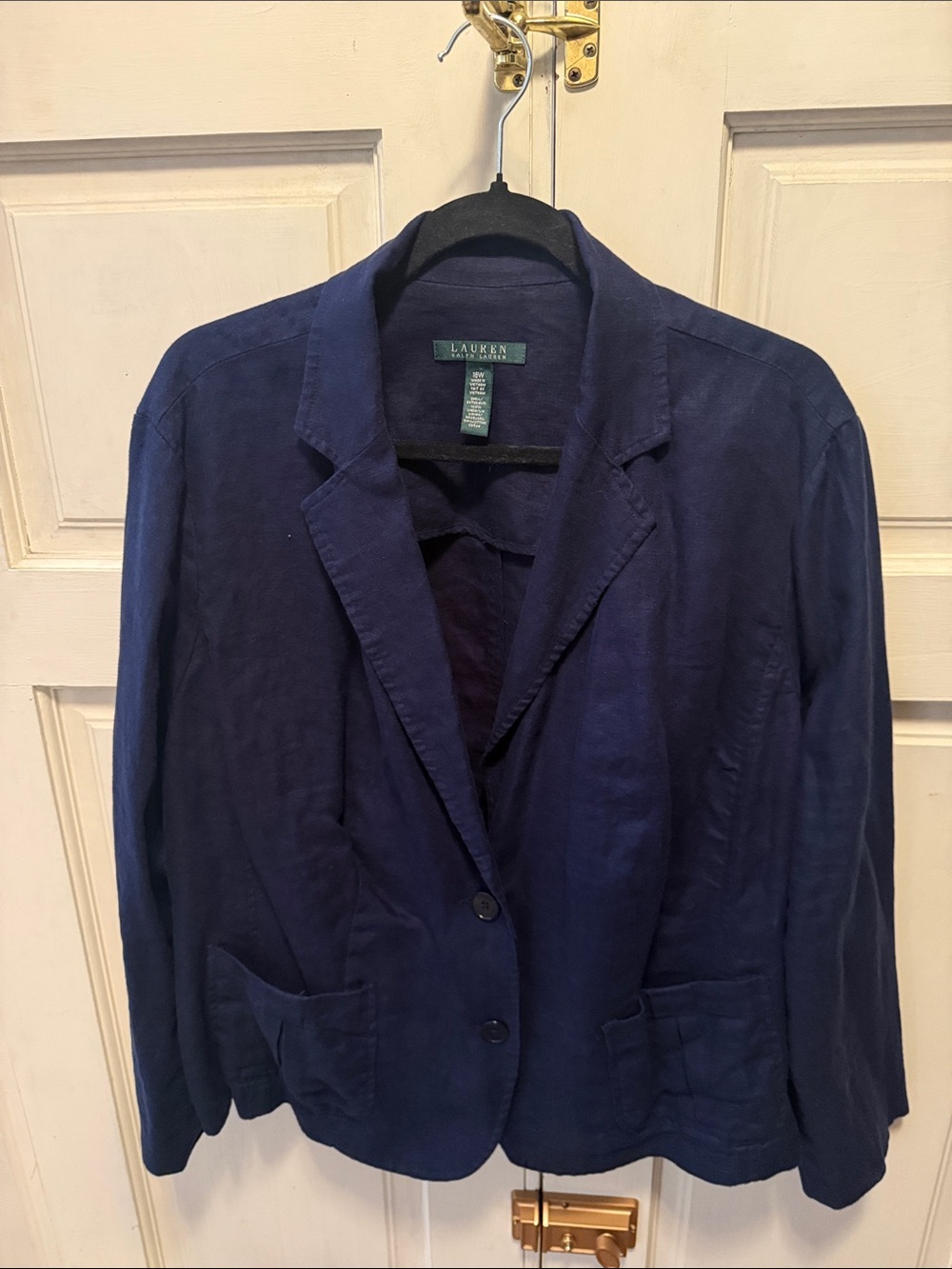 Lauren Ralph Lauren Navy Linen Single-Breasted Blazer